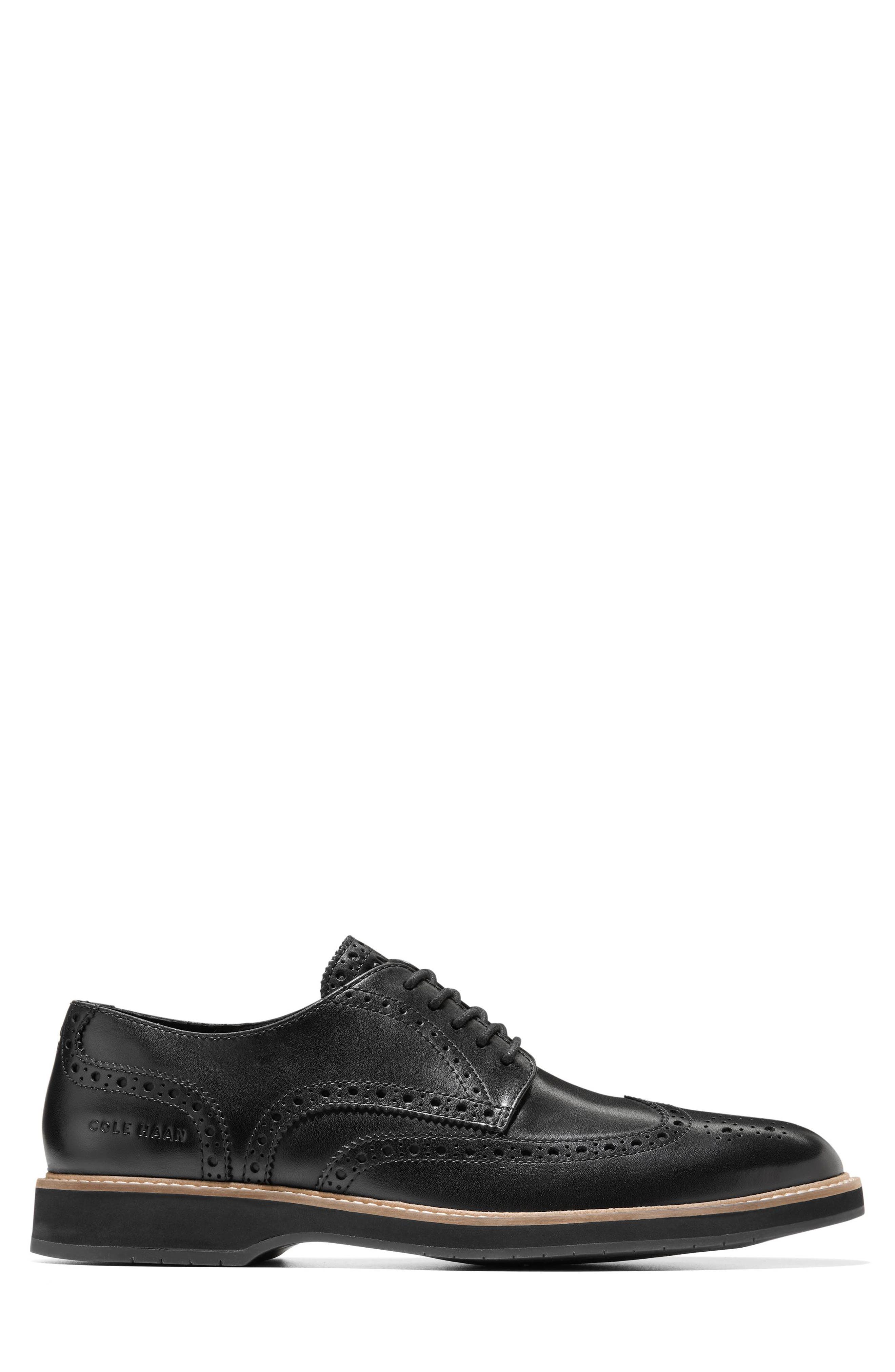 Cole Haan Morse Grand Wingtip Derby, Alternate, color, Black / Black / Gray Pinstripe