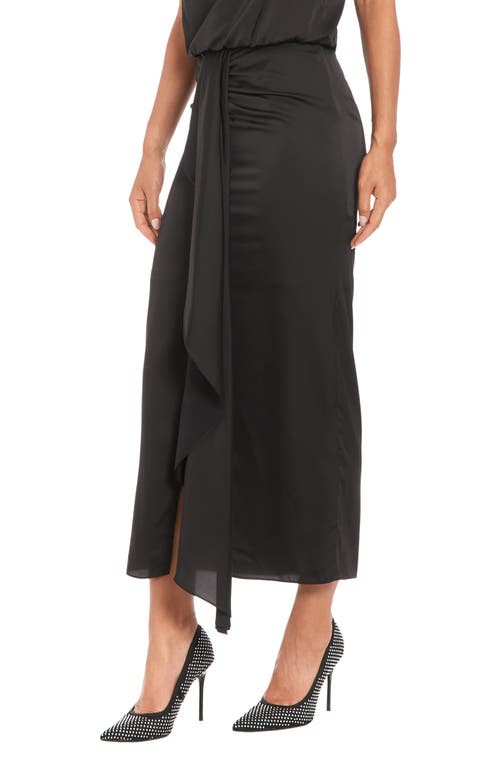 Muse Cascade Satin Maxi Skirt In Black