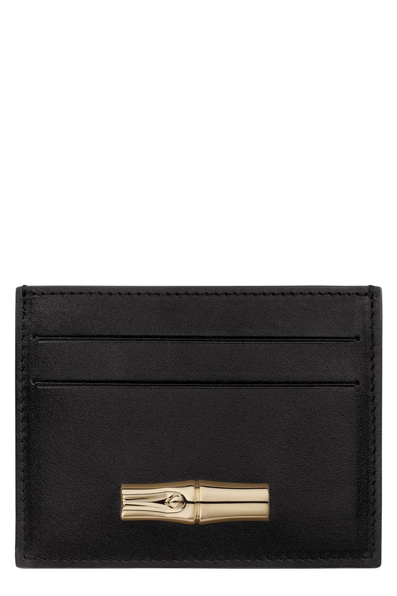 Le Roseau Leather Card Case, Main, color, BLACK