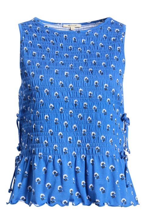 Side Tie Smocked Tank