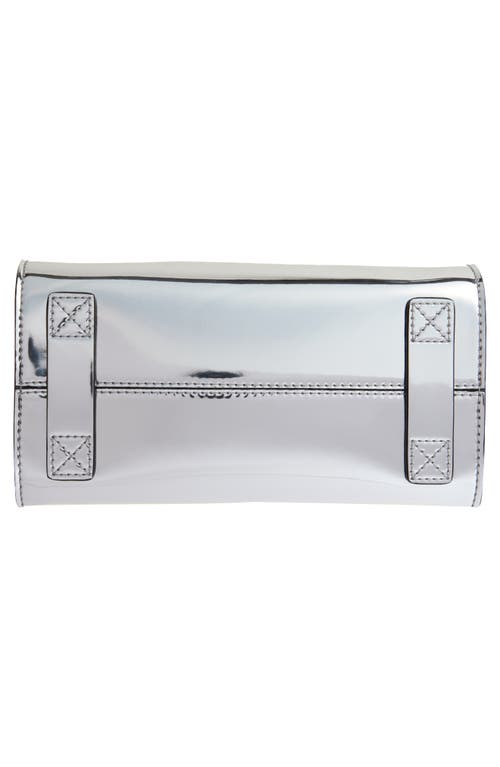 Moschino Tie Me Metallic Leather Handheld Bag In Silver