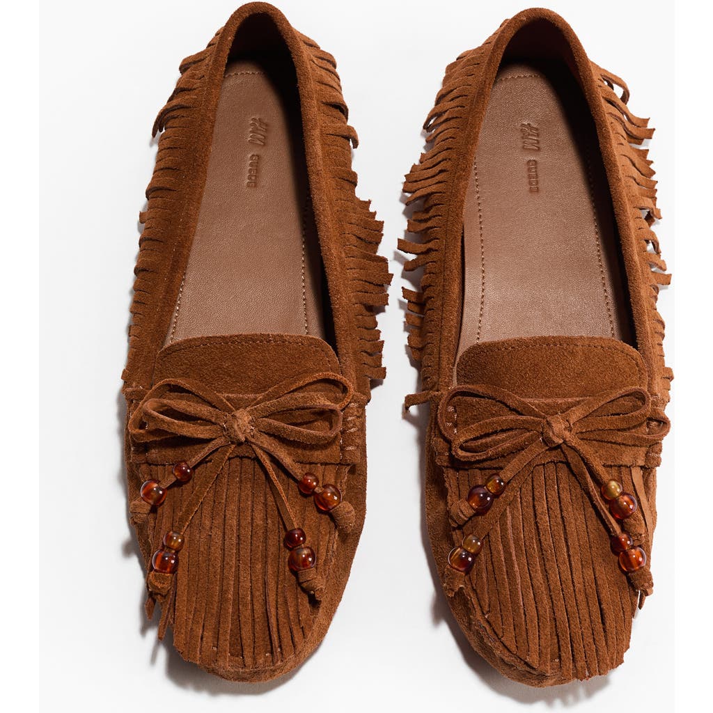 H&M Fringed Loafers in Brown at Nordstrom, Size 9