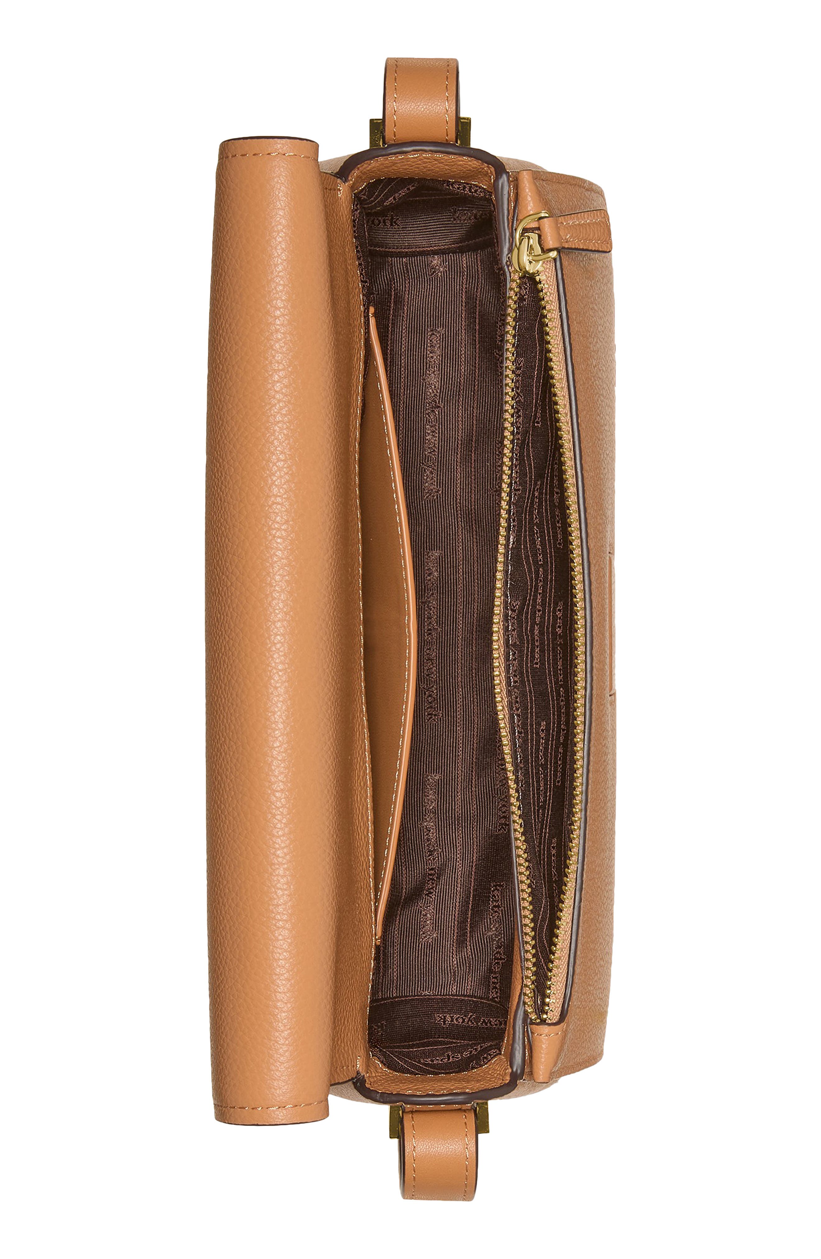 Kate Spade New York small liv pebble leather flap crossbody bag, Alternate, color, Biscotti