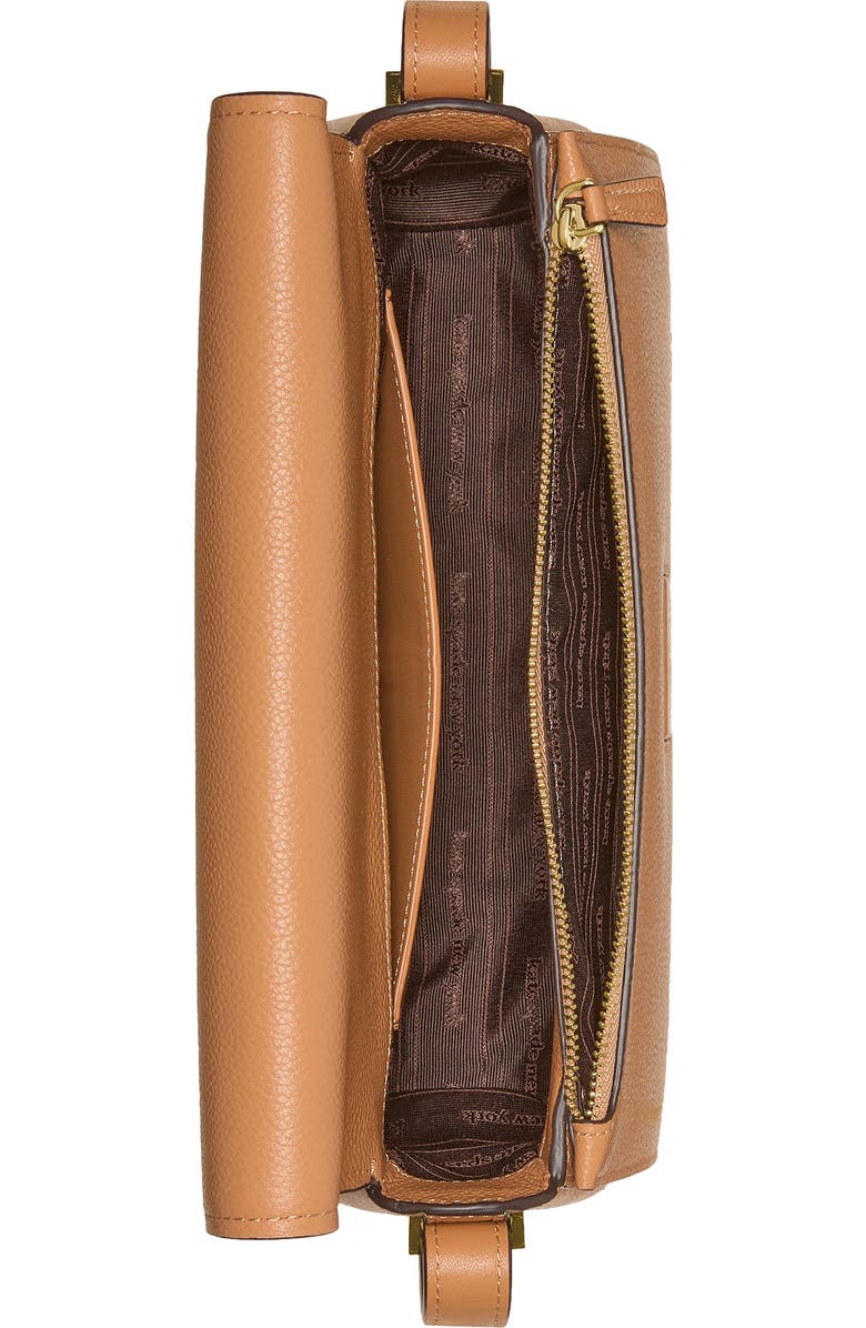 Kate Spade New York small liv pebble leather flap crossbody bag, Alternate, color, Biscotti