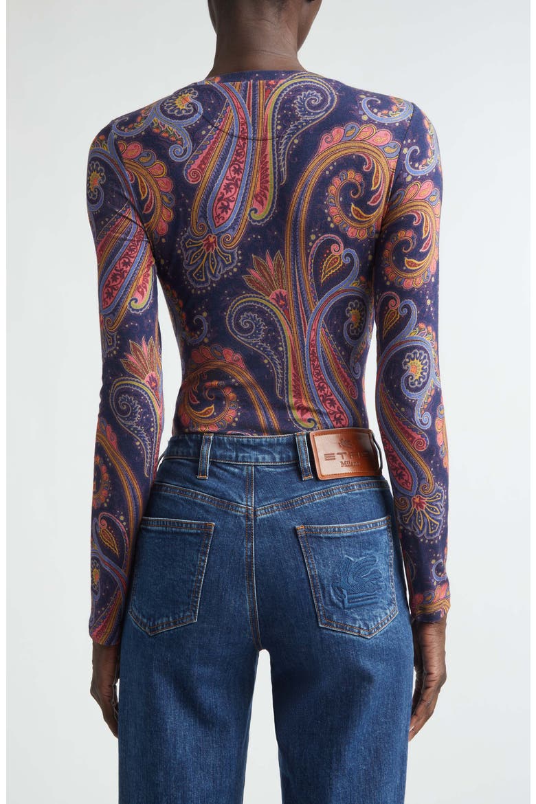 Paisley Long Sleeve Top, Alternate, color, PRINT ON BLUE BASE