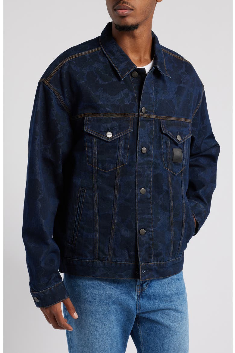 Duck Camo Print Organic Cotton Denim Trucker Jacket, Alternate, color, CAMO DUCK BLUE STONE WASHED