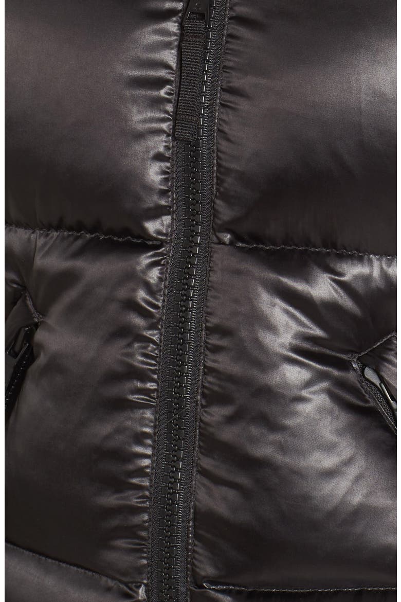 Kylie Metallic Quilted Jacket with Removable Hood, Alternate, color, JET