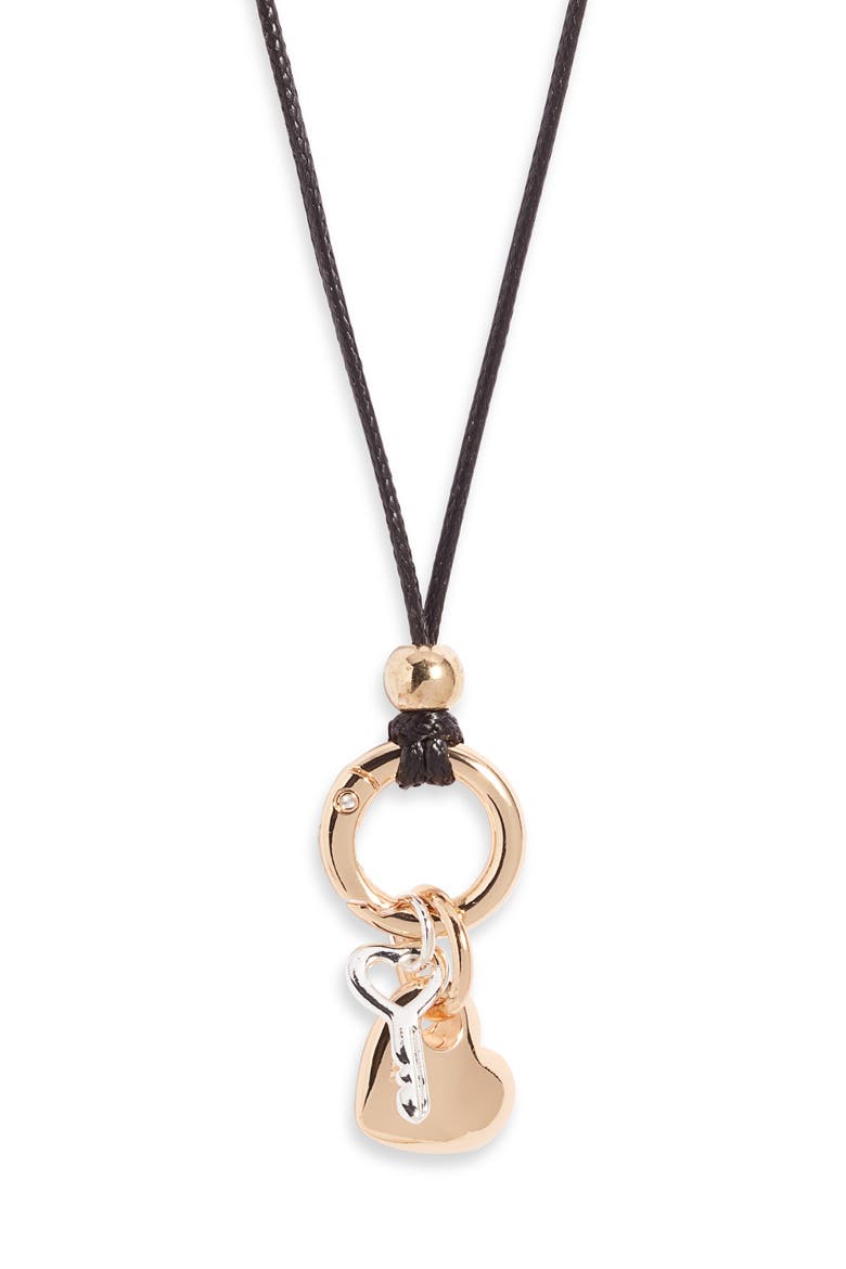 Key to My Heart Cord Necklace, Main, color, GOLD- SILVER- BLACK