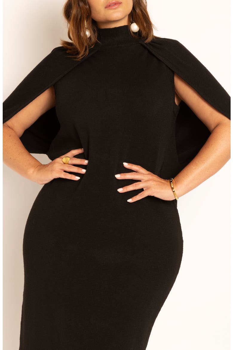 Cape Sweater Dress, Alternate, color, BLACK ONYX
