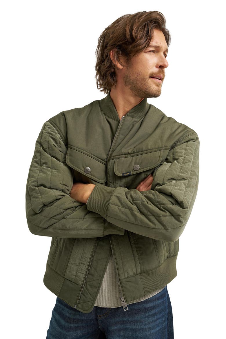 Quilted Ripstop Jacket, Alternate, color, OAK MOSS