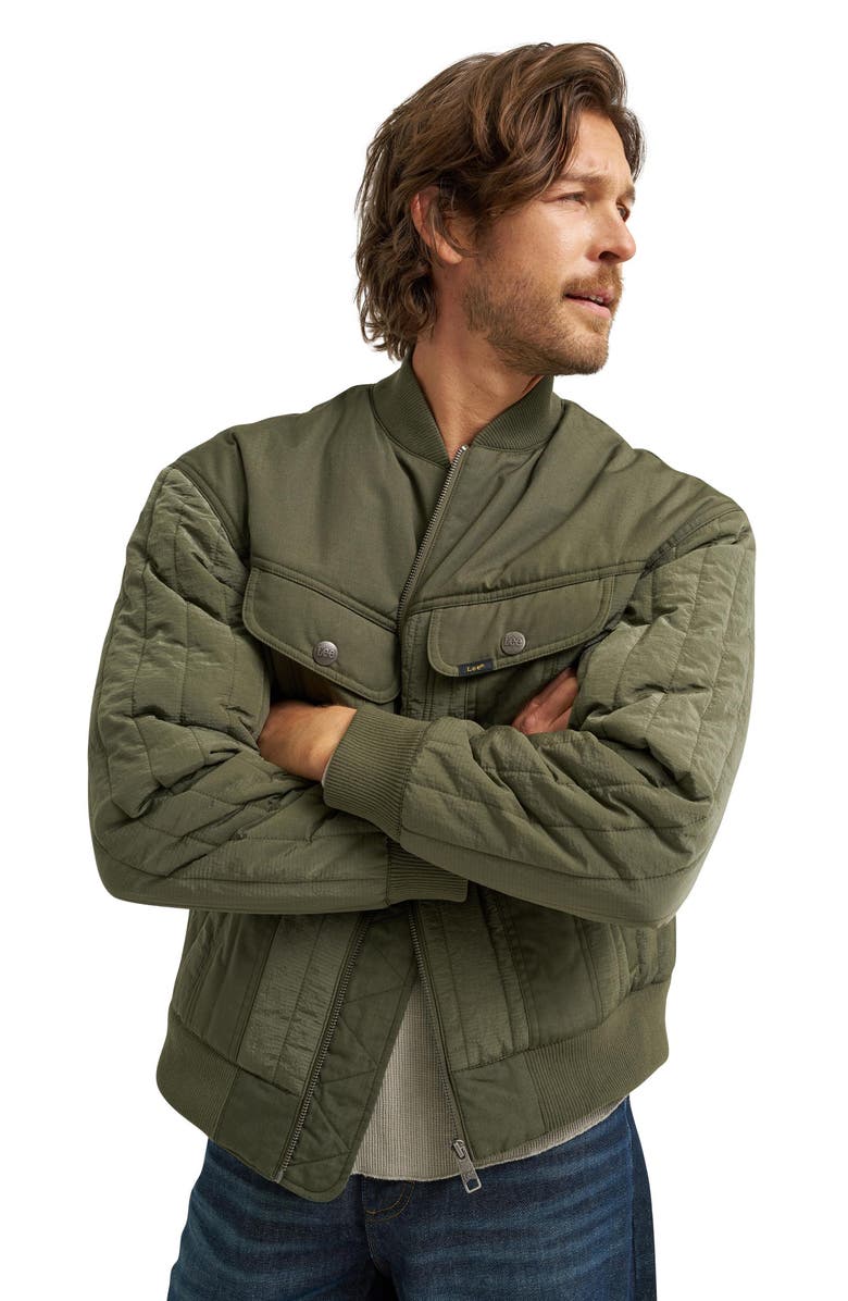 Lee Quilted Ripstop Jacket, Alternate, color, Oak Moss