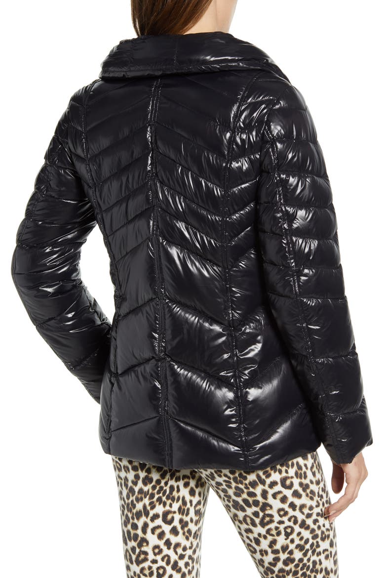 Chevron Puffer Jacket, Alternate, color, BLACK