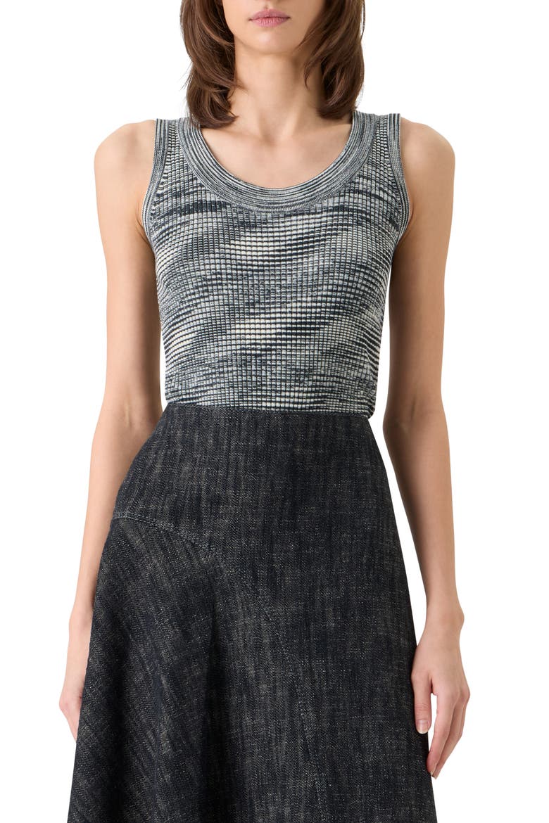 Space Dye Merino Wool Rib Sweater Tank, Main, color, BLACK-CREAM