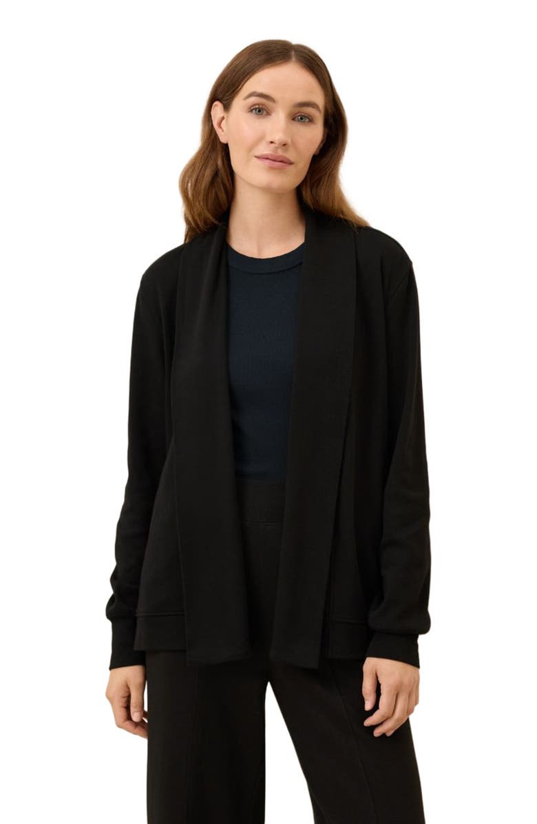 Pact Airplane Short Drape Cardigan, Alternate, color, Black