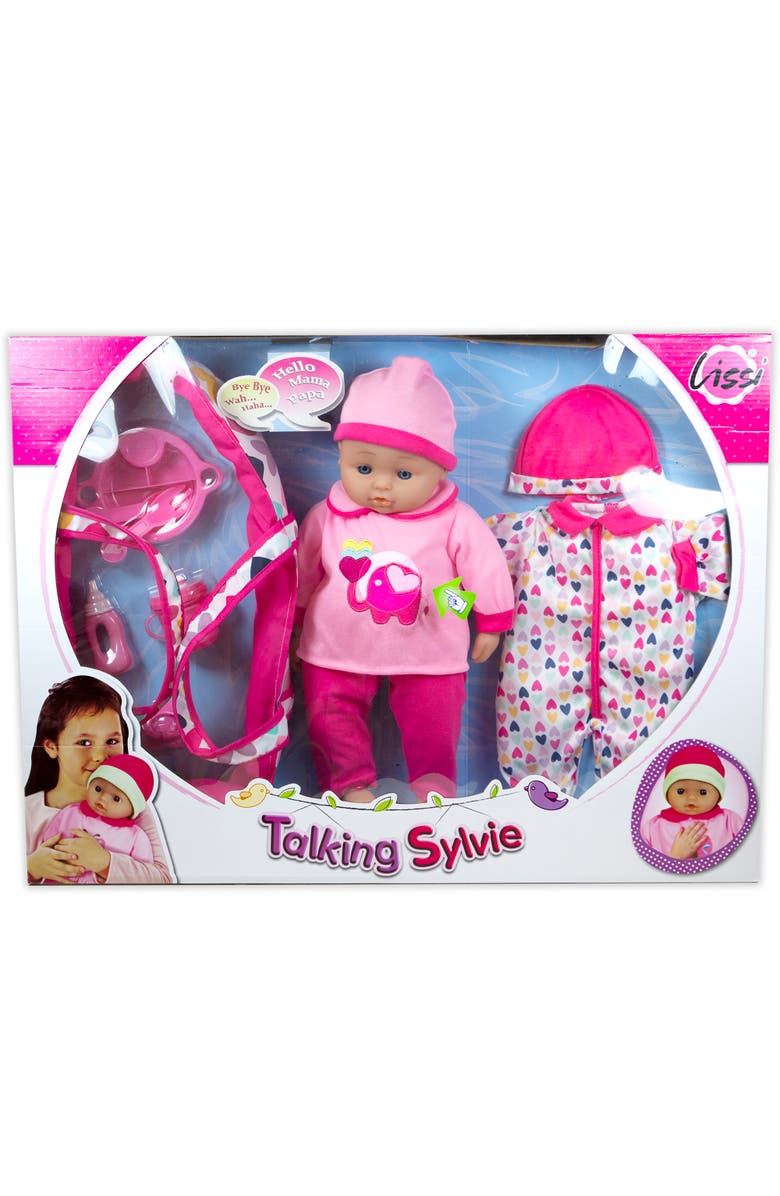 Lissi 16 Inch Talking Baby Doll Sylvie, Pink & Elephant Outfit, Matching Hat, Alternate, color, Multicolored