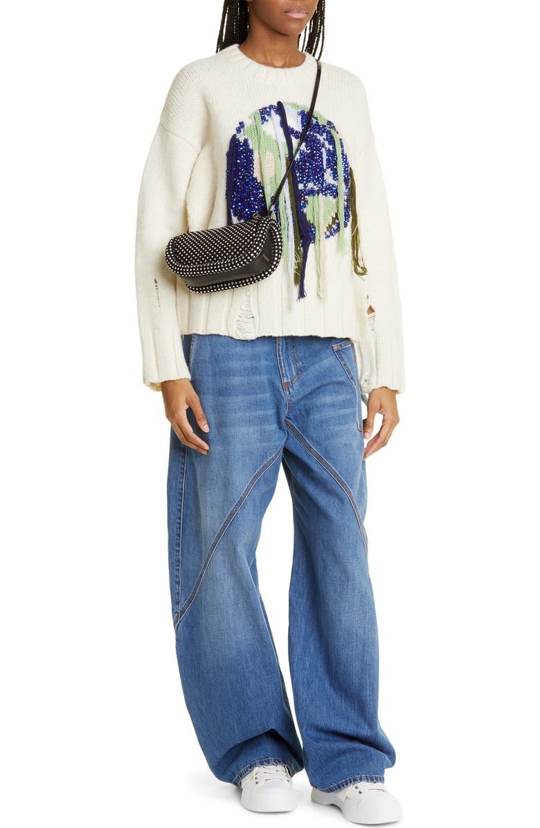 JW Anderson The Bumper Crystal Embellished Leather Shoulder Bag, Alternate, color,