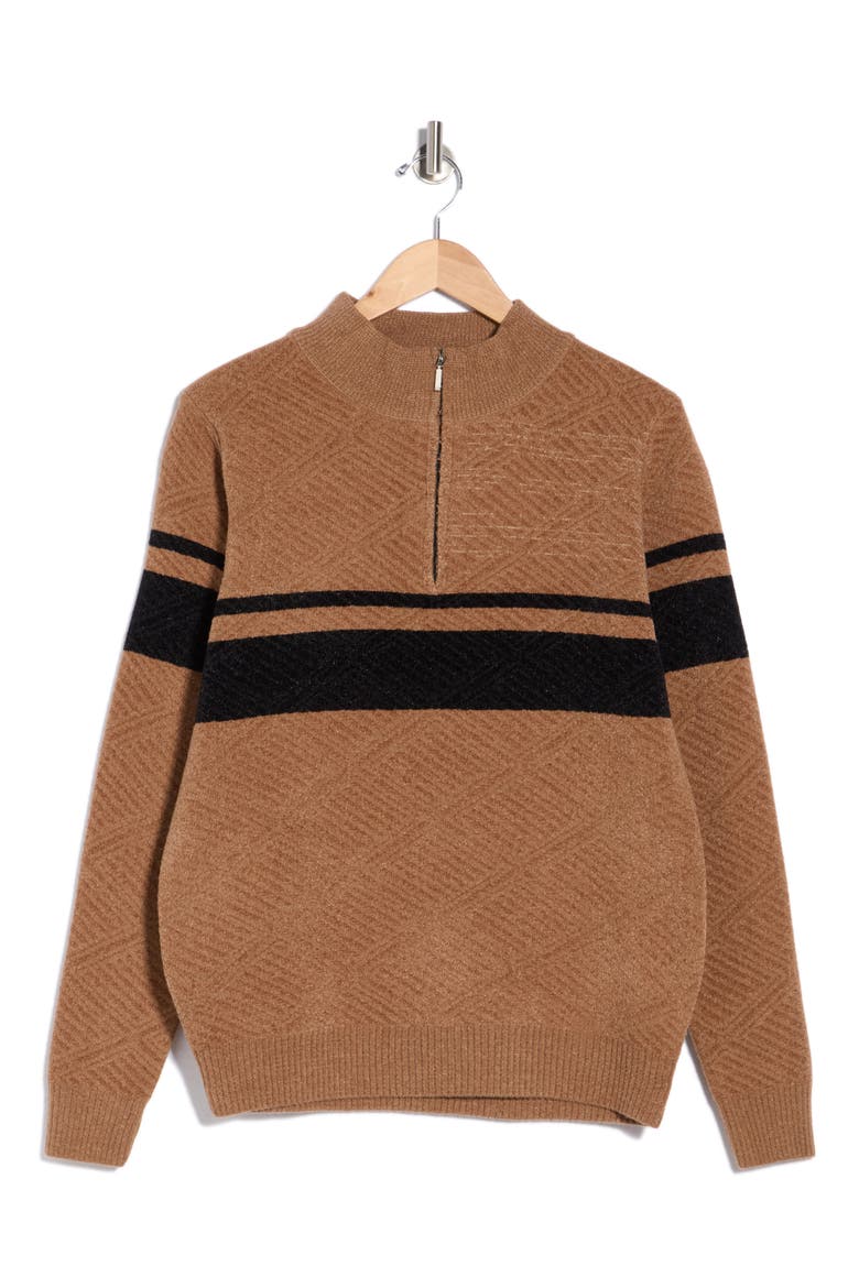 Mock Neck Quarter Zip Sweater, Alternate, color, MOCHA