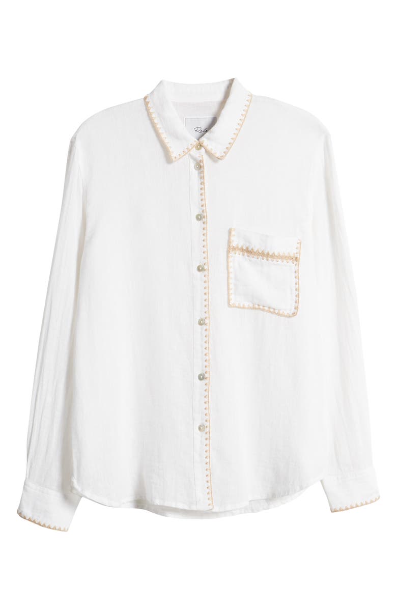 Rails Charli Embroidered Edge Linen Blend Button-Up Shirt, Alternate, color, White Blanket Stich