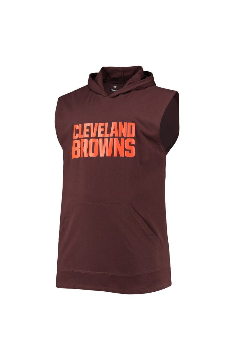 PROFILE Men's Brown Cleveland Browns Big & Tall Muscle Sleeveless Pullover Hoodie, Alternate, color, 