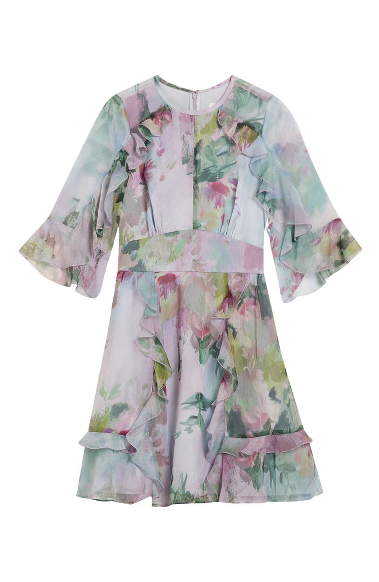 Ted Baker London Maddiey Floral Print Waterfall Ruffle Dress, Alternate, color, 