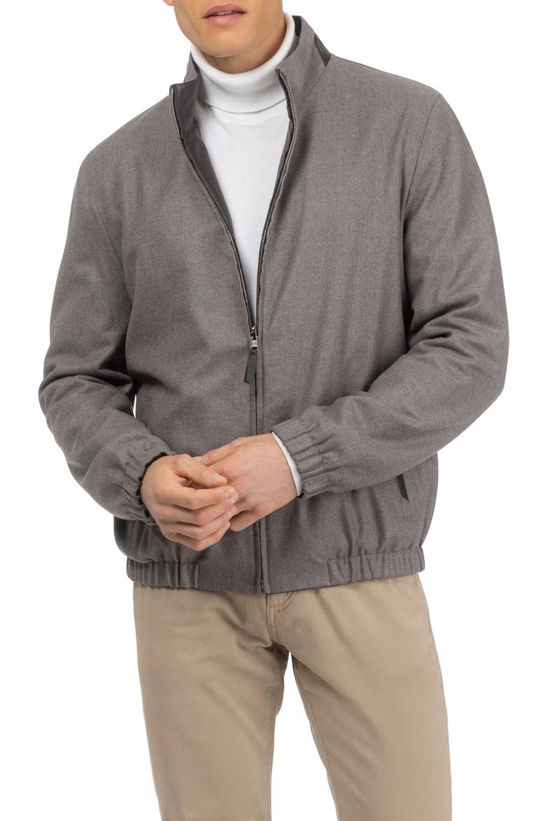 Men's Light Genuine Nappa Leather Jacket Reversible To Cashmere & Wool Crafted From Loro Piana, Alternate, color, DARK BROWN/TAUPE