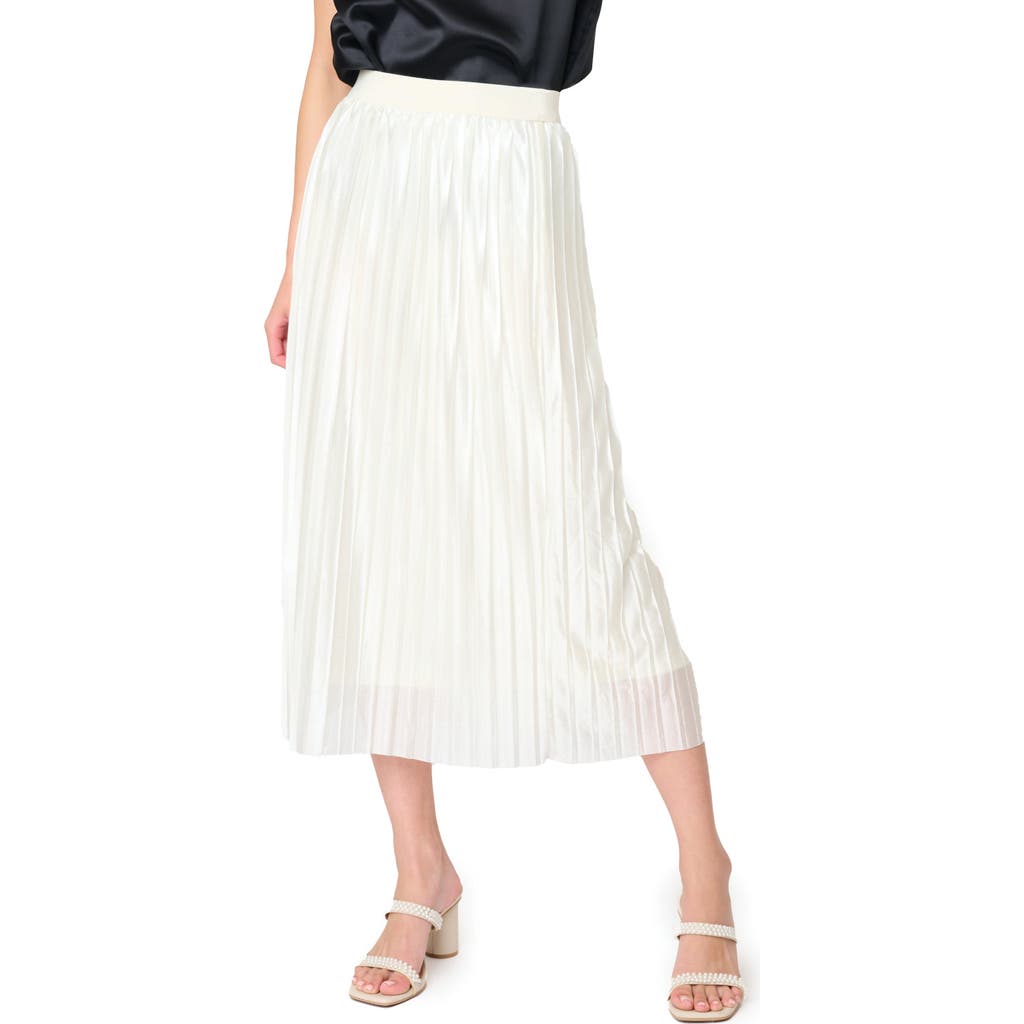 Gibsonlook Pleated Satin Midi A-line Skirt In Ivory