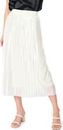 GIBSONLOOK Pleated Satin Midi A-Line Skirt