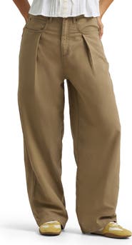 Lee Pleated Slouchy Wide Leg Twill Pants