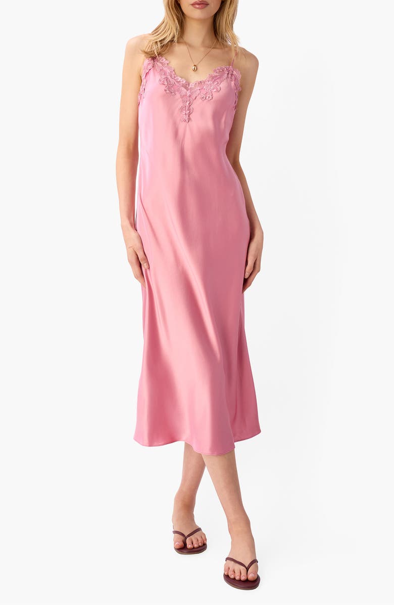CAMI NYC Isabeau Midi Slip Dress, Main, color, Rosebud