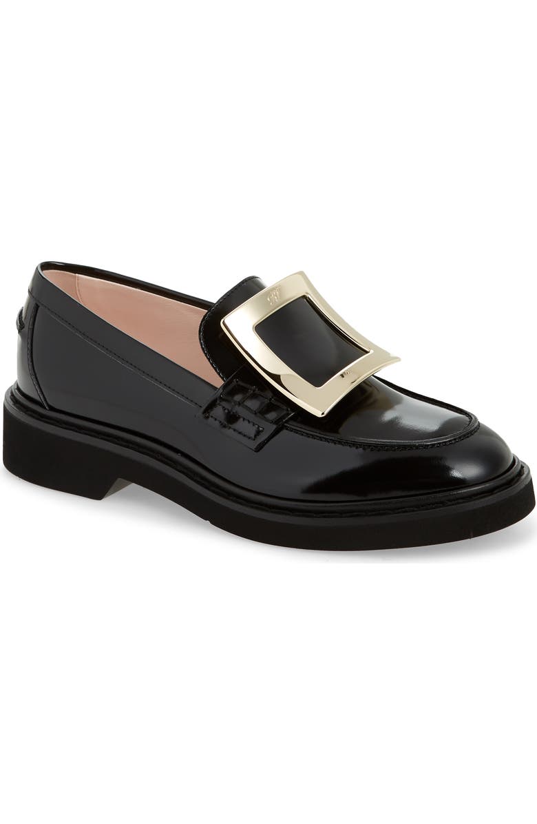 Roger Vivier Viv Rangers Buckle Leather Loafer, Main, color,