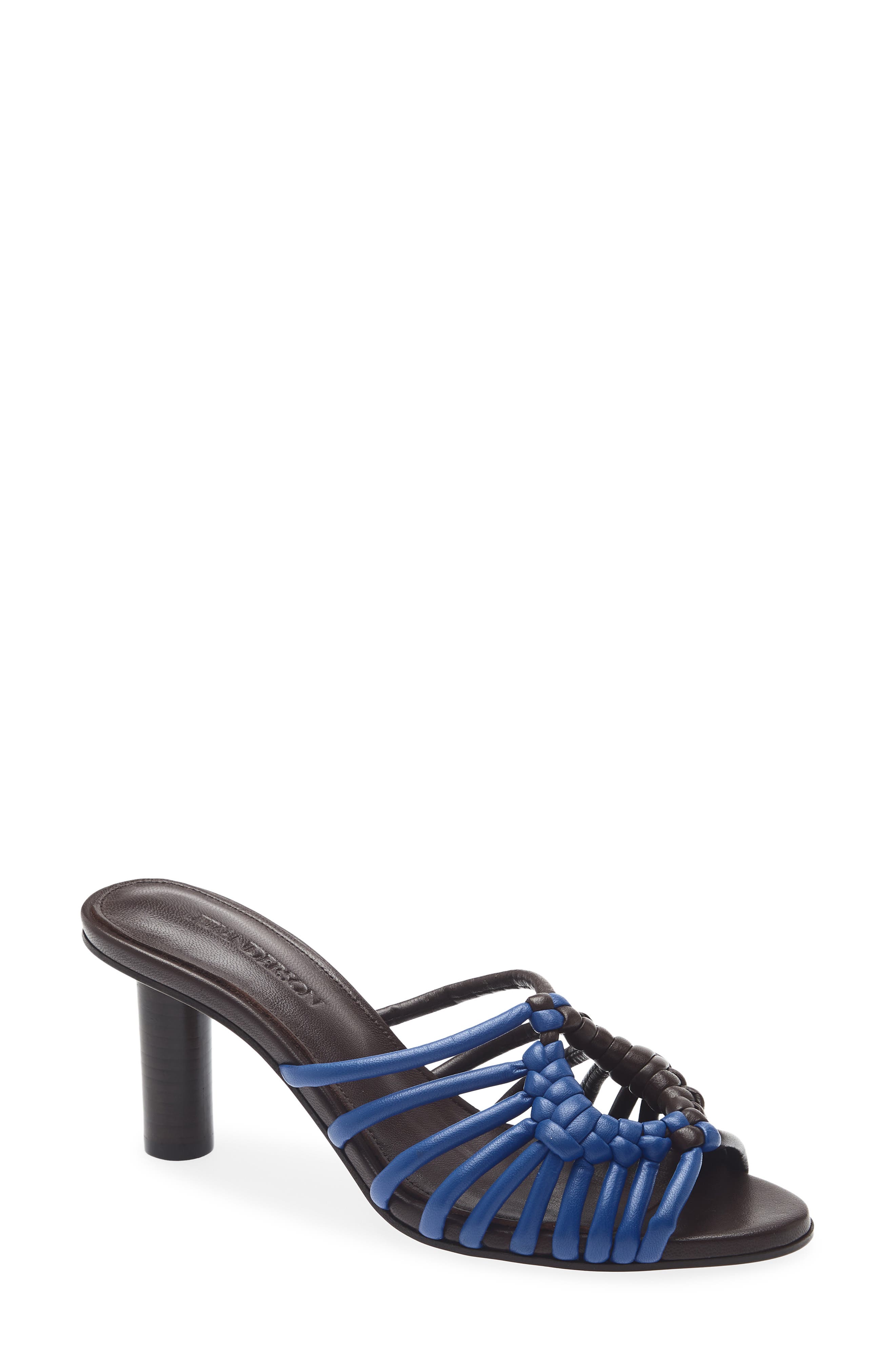 Plot Slide Sandal, Main, color, BLUE/ CHOCOLATE BROWN