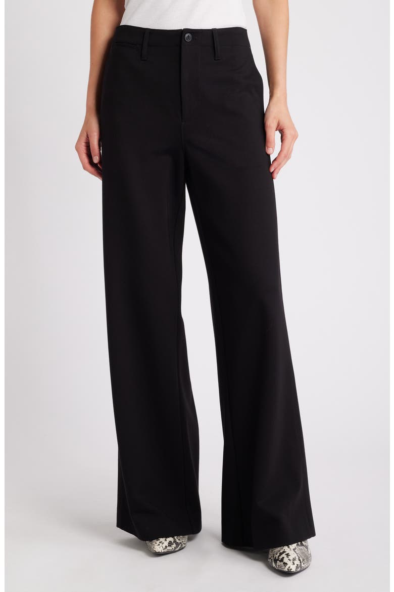 Sofie High Waist Wide Leg Ponte Knit Pants, Main, color, BLACK