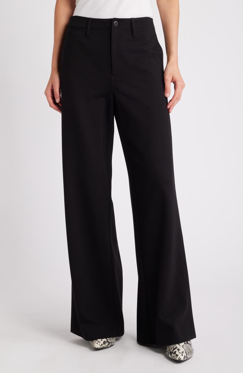 rag & bone Sofie High Waist Wide Leg Ponte Knit Pants, Main, color, Black