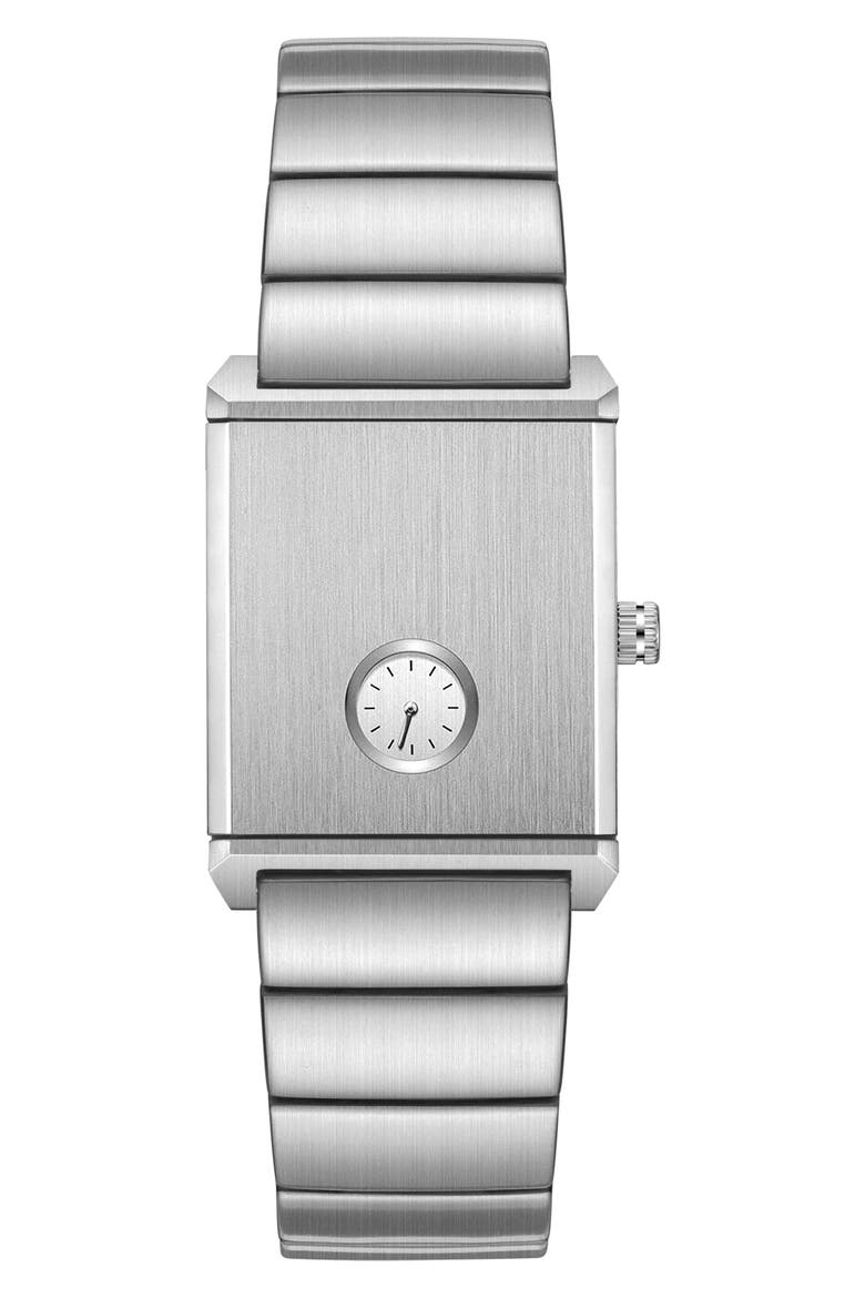 Pulse Locket Tank Bracelet Watch, 26mm x 30mm, Alternate, color, SILVER