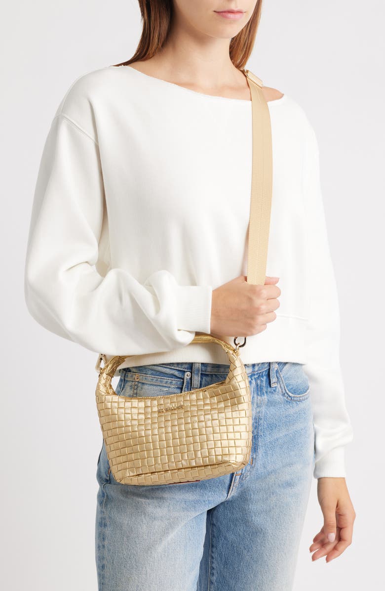 MZ Wallace Mini Metallic Woven Top Handle Hobo Bag, Alternate, color,