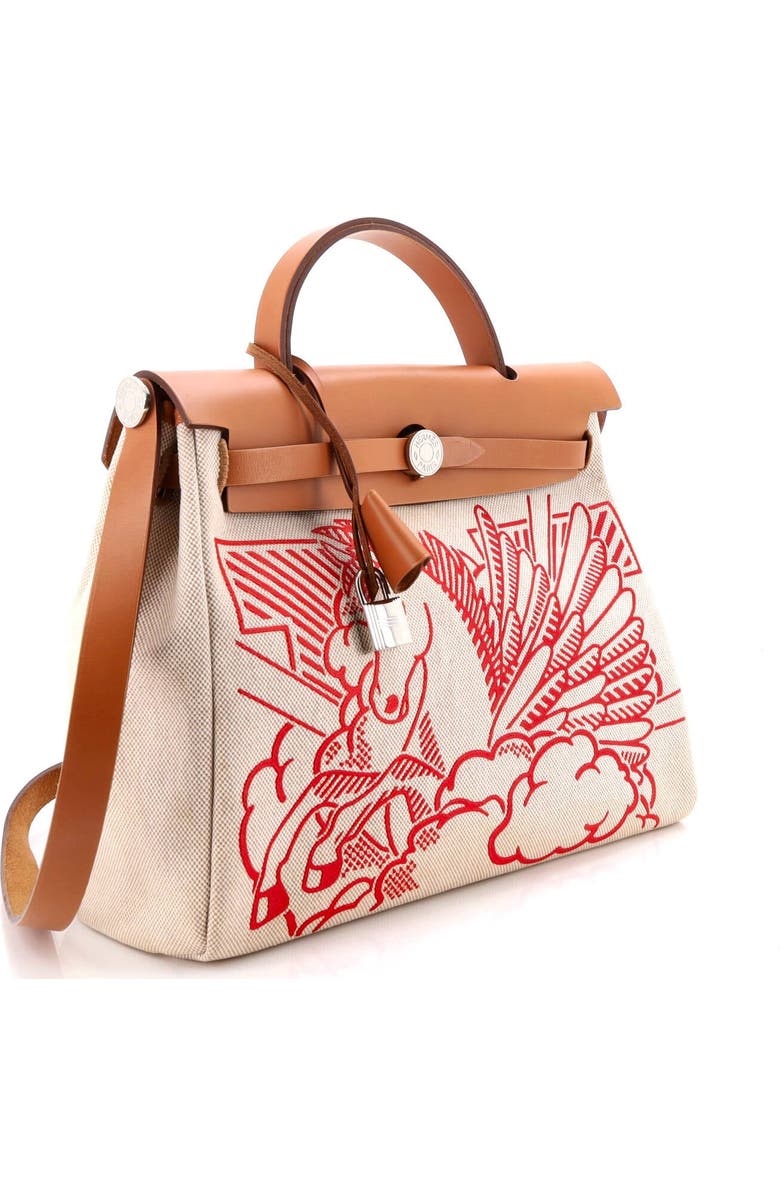 Pre-Owned Hermes Herbag Zip Pegase Pop Toile and Leather 31, Alternate, color, Gold