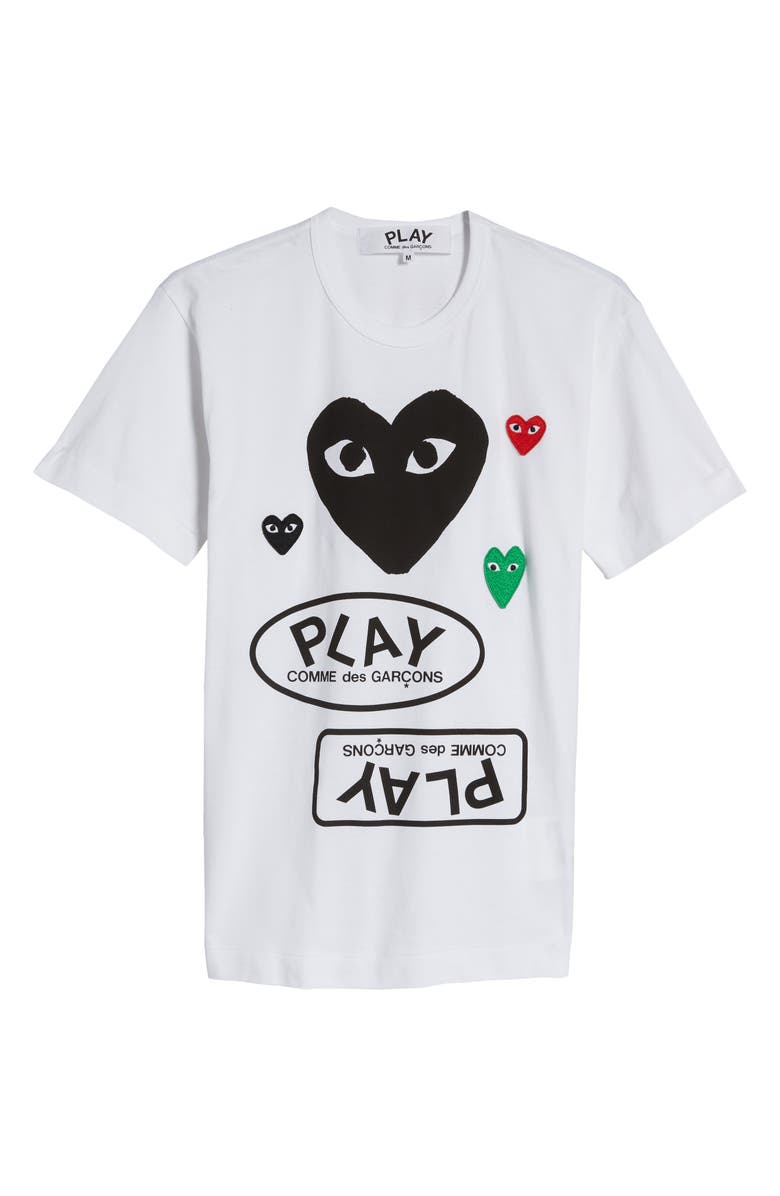 Comme des Garçons PLAY Multi Heart Cotton Graphic Tee, Alternate, color, 