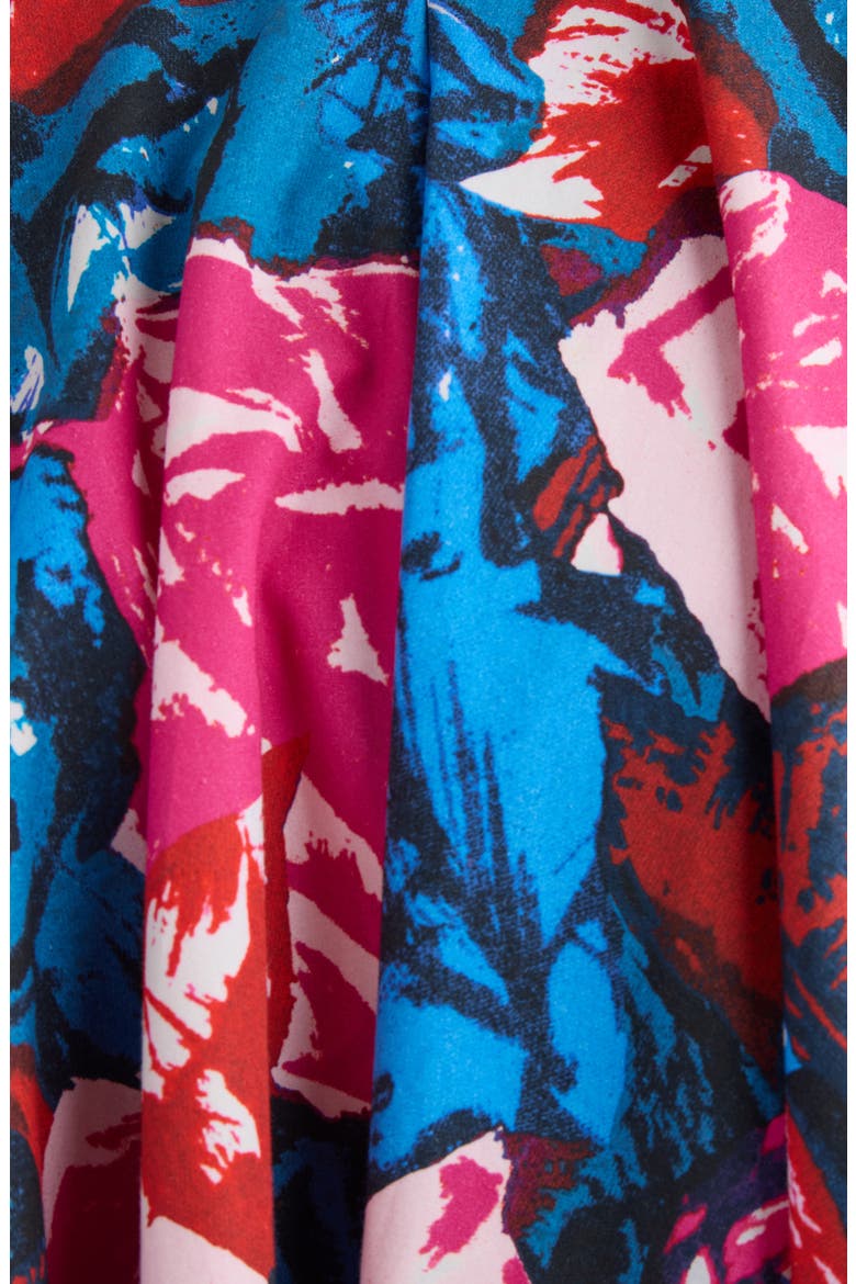 Rose Print Circular Cotton Poplin Midi Skirt, Alternate, color, ROYAL BLUE