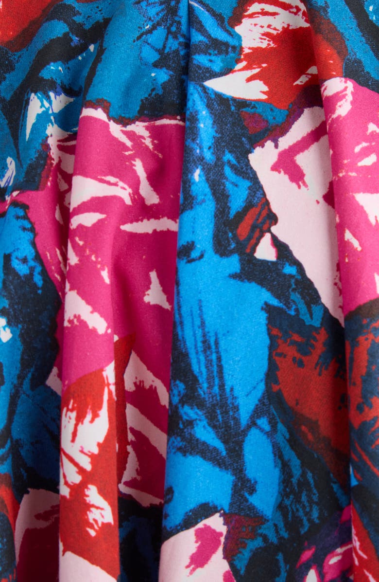 Givenchy Rose Print Circular Cotton Poplin Midi Skirt, Alternate, color, Royal Blue