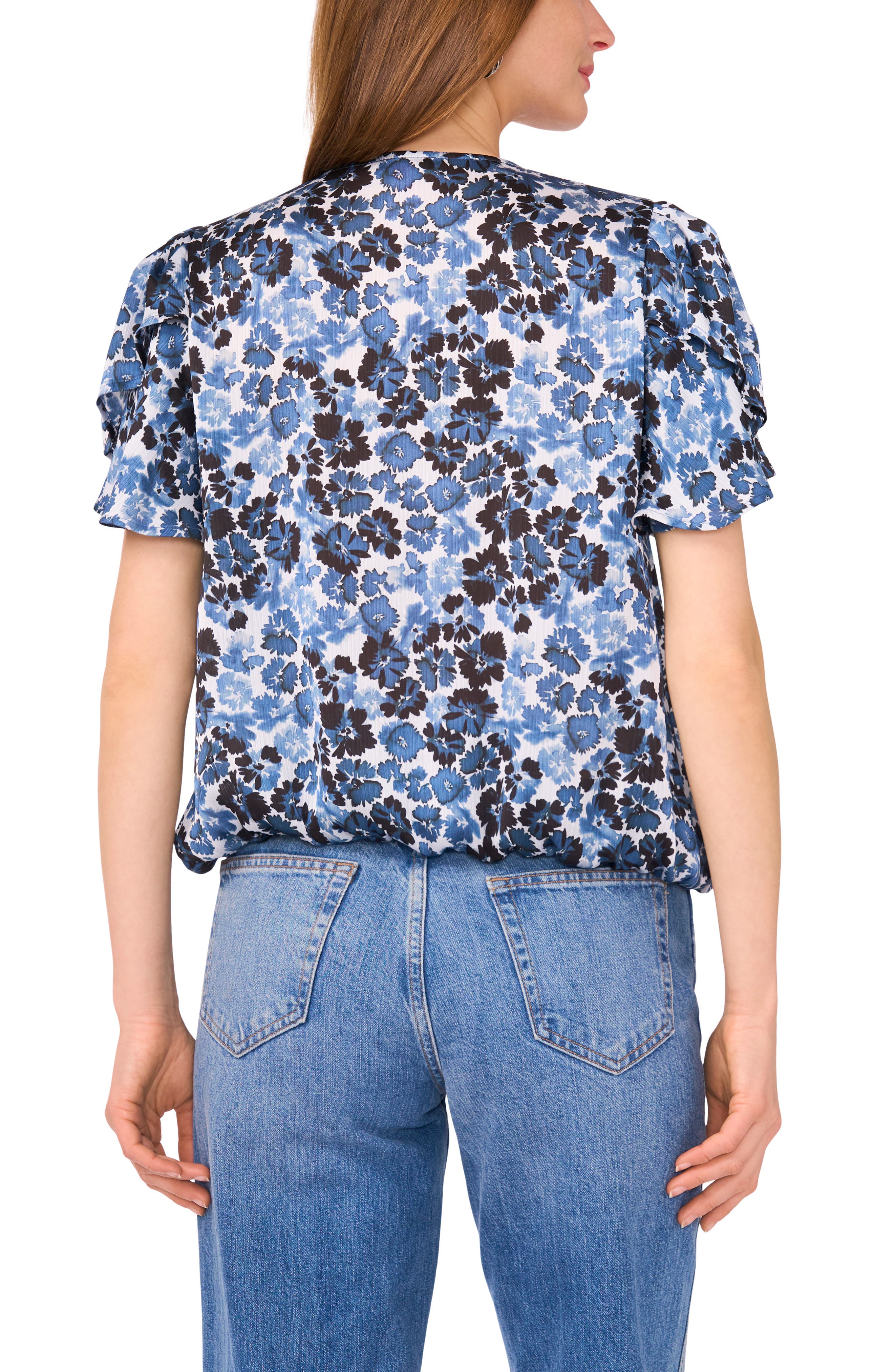 Floral Print Tulip Sleeve Wrap Top (Women) | Nordstrom