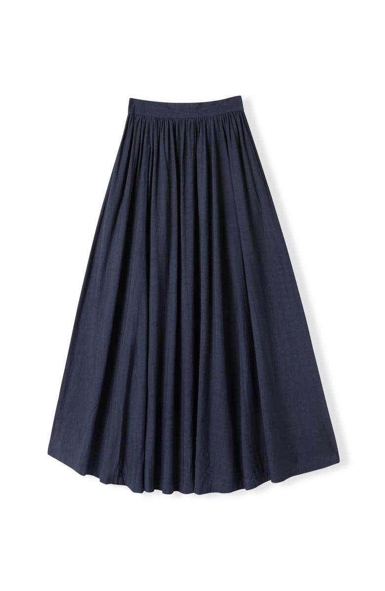 Celtic & Co. Mid Rise Linen-Blend Maxi Skirt, Alternate, color, Dark Navy