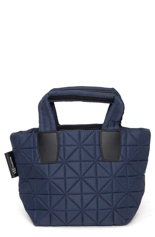 Veecollective Mini Vee Water Repellent Quilted Nylon Tote In Midnight Blue