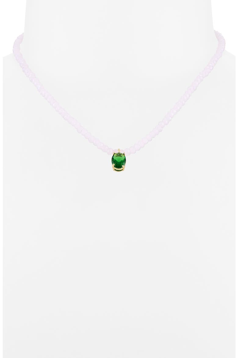 Oval Pendant Bead Necklace, Alternate, color, GREEN- PINK- GOLD