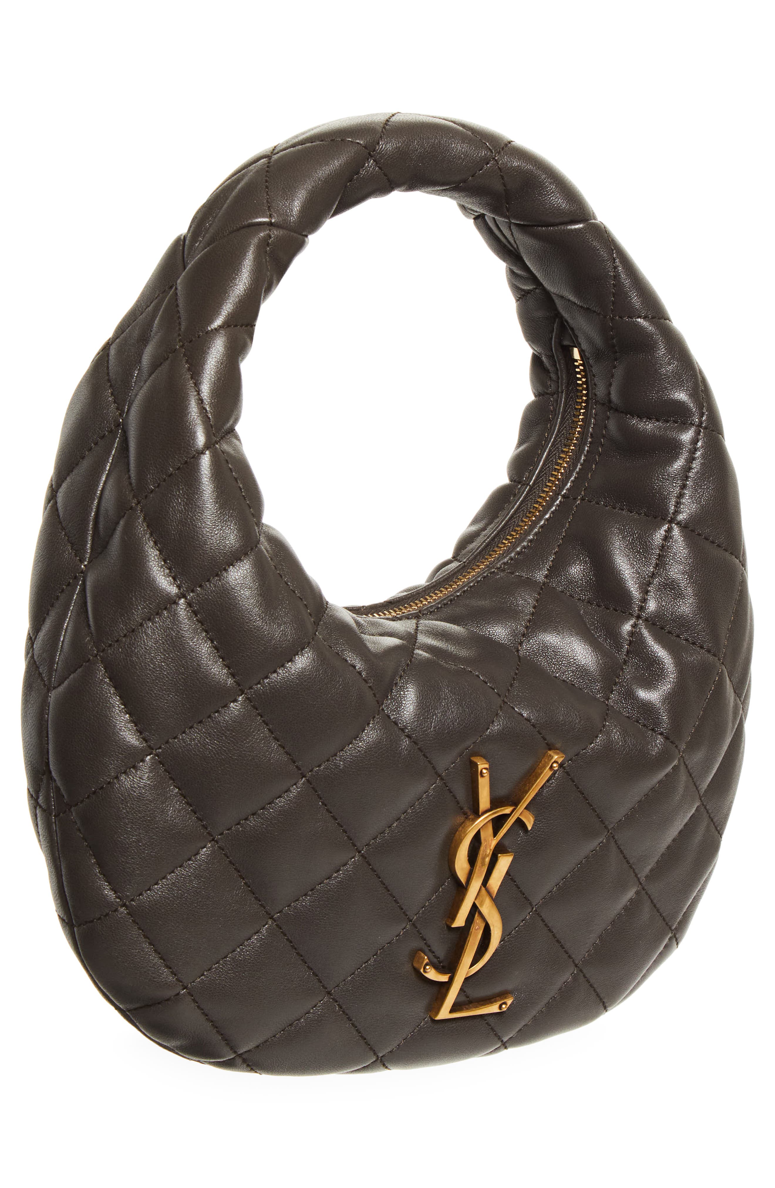 Saint Laurent Baby Icare Quilted Leather Hobo Bag, Alternate, color, Urban Grey