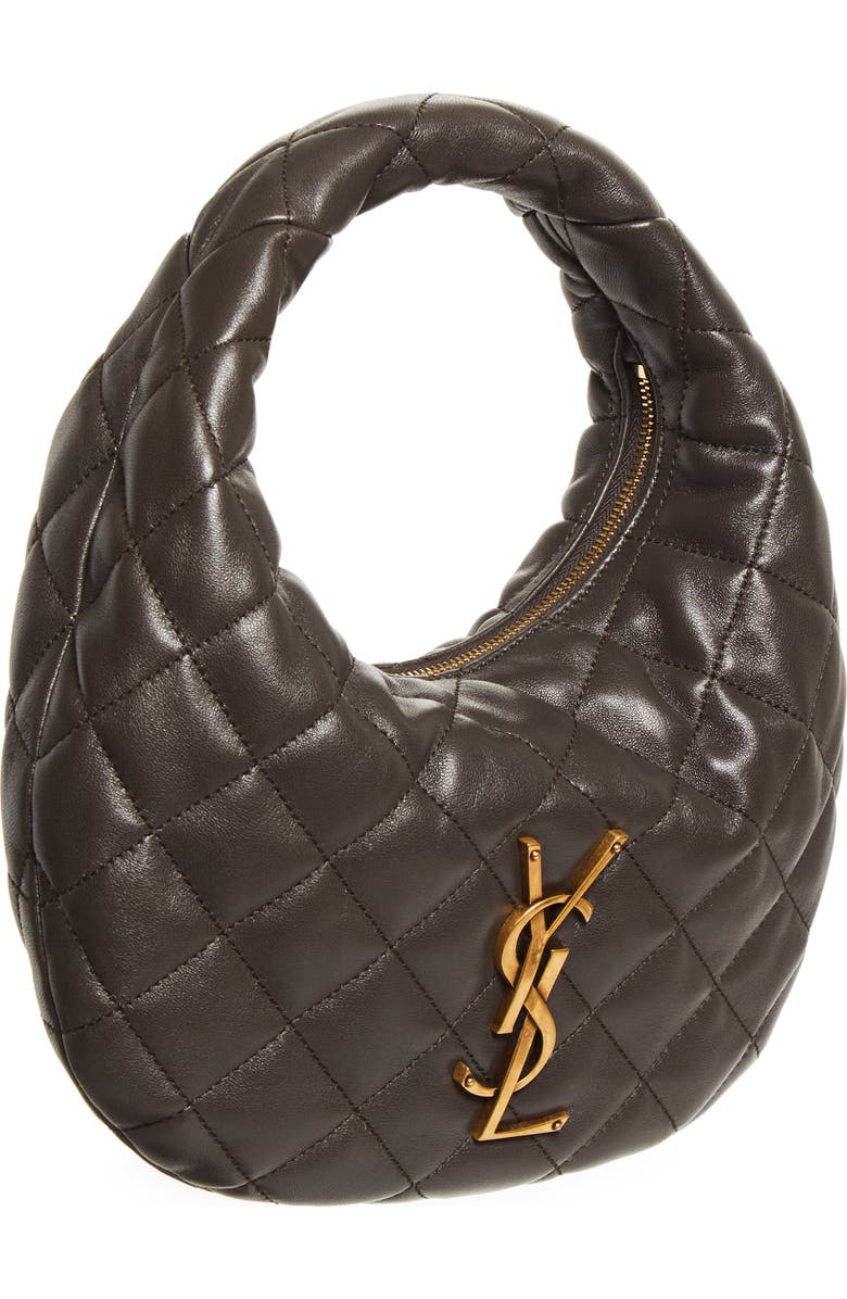 Saint Laurent Baby Icare Quilted Leather Hobo Bag, Alternate, color, Urban Grey