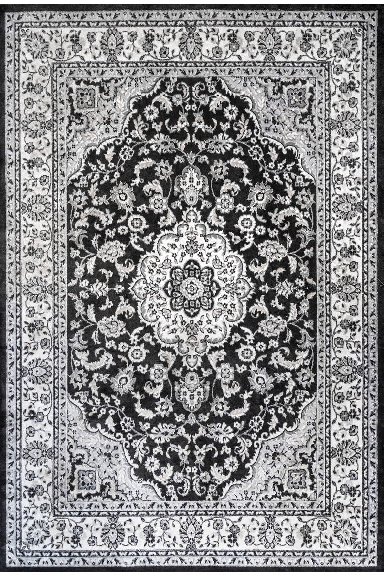 Palmette Modern Persian Floral Area Rug, Alternate, color, Cream/Gray/Black