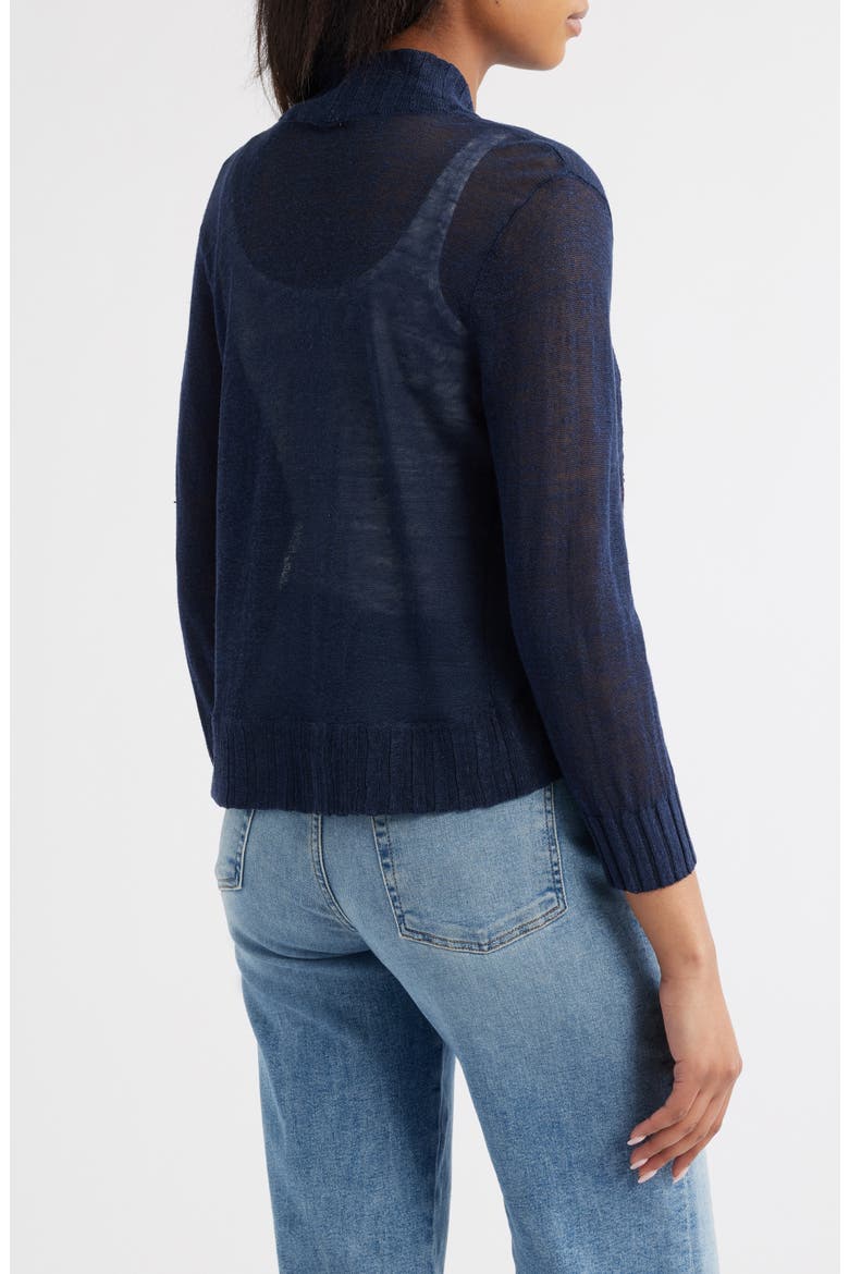 Linen Blend Bolero Cardigan, Alternate, color, DARK INDIGO