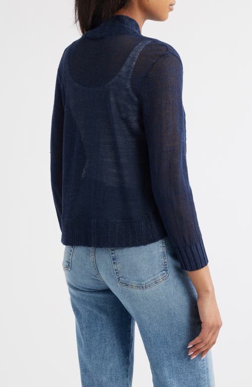 Nic + Zoe Nic+zoe Linen Blend Bolero Cardigan In Blue