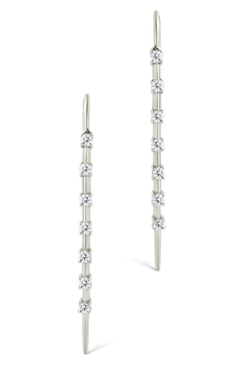 Annalise Cubic Zirconia Studded Threader Earrings, Alternate, color, SILVER