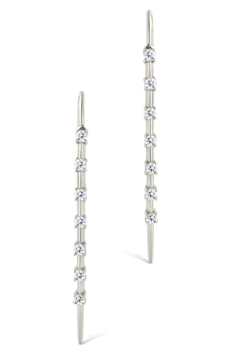 Sterling Forever Annalise Cubic Zirconia Studded Threader Earrings, Alternate, color, Silver